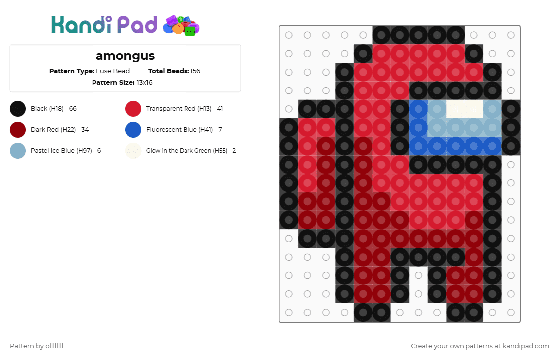 amongus - Fuse Bead Pattern by ollllllll on Kandi Pad - red