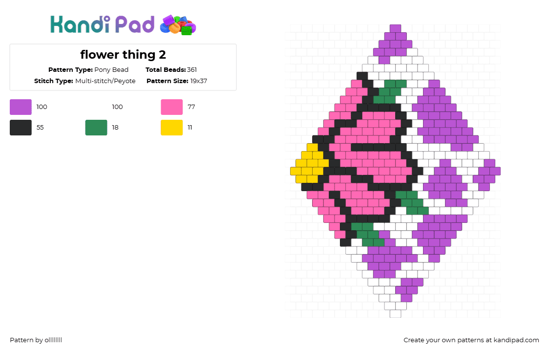 flower thing 2 - Pony Bead Pattern by ollllllll on Kandi Pad - pink