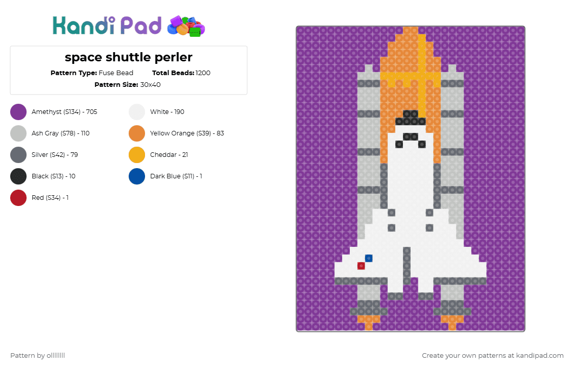 space shuttle perler - Fuse Bead Pattern by ollllllll on Kandi Pad - pink