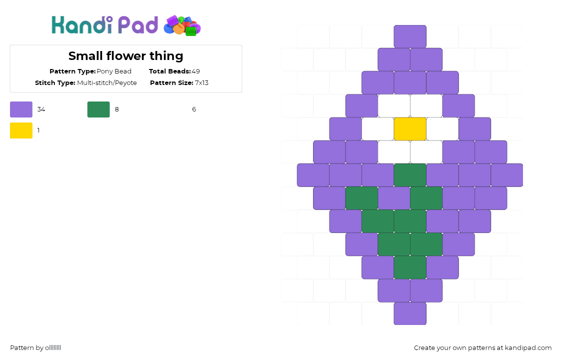 Small flower thing - Pony Bead Pattern by ollllllll on Kandi Pad - purple