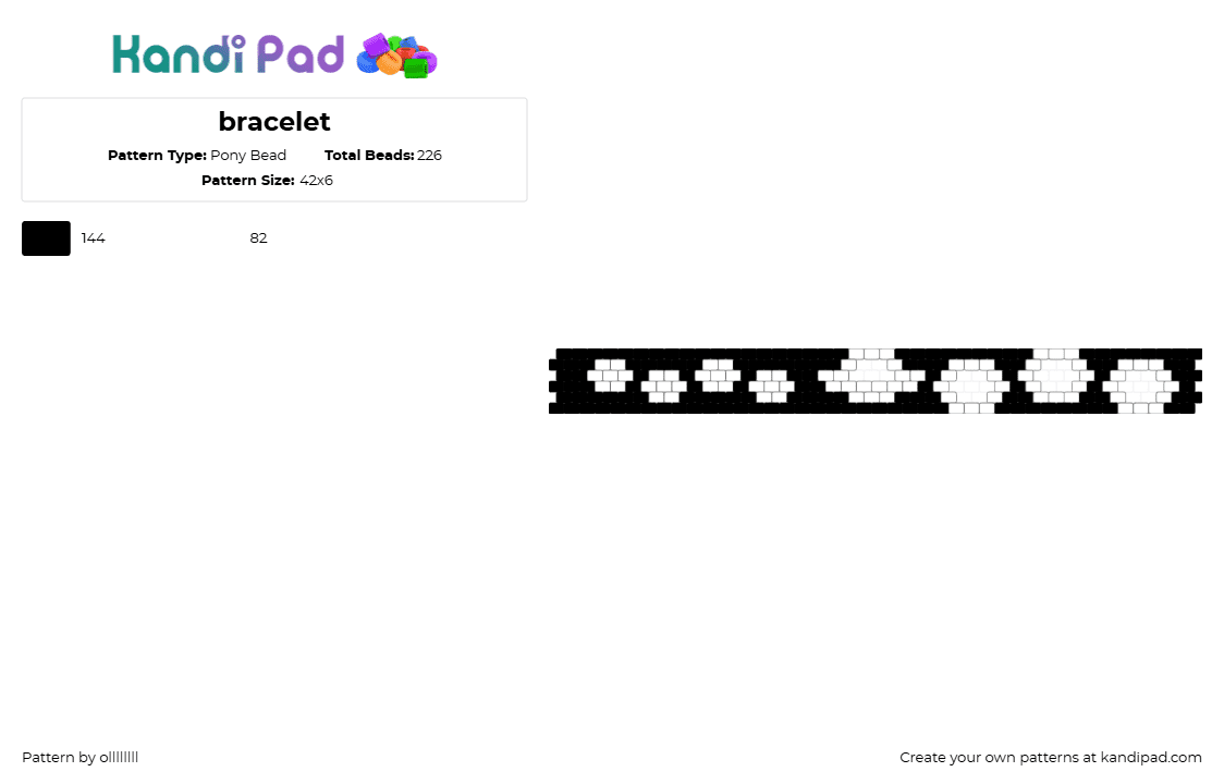 bracelet - Pony Bead Pattern by ollllllll on Kandi Pad - white,black