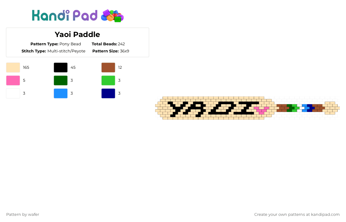 Yaoi Paddle - Pony Bead Pattern by wafer on Kandi Pad - beige