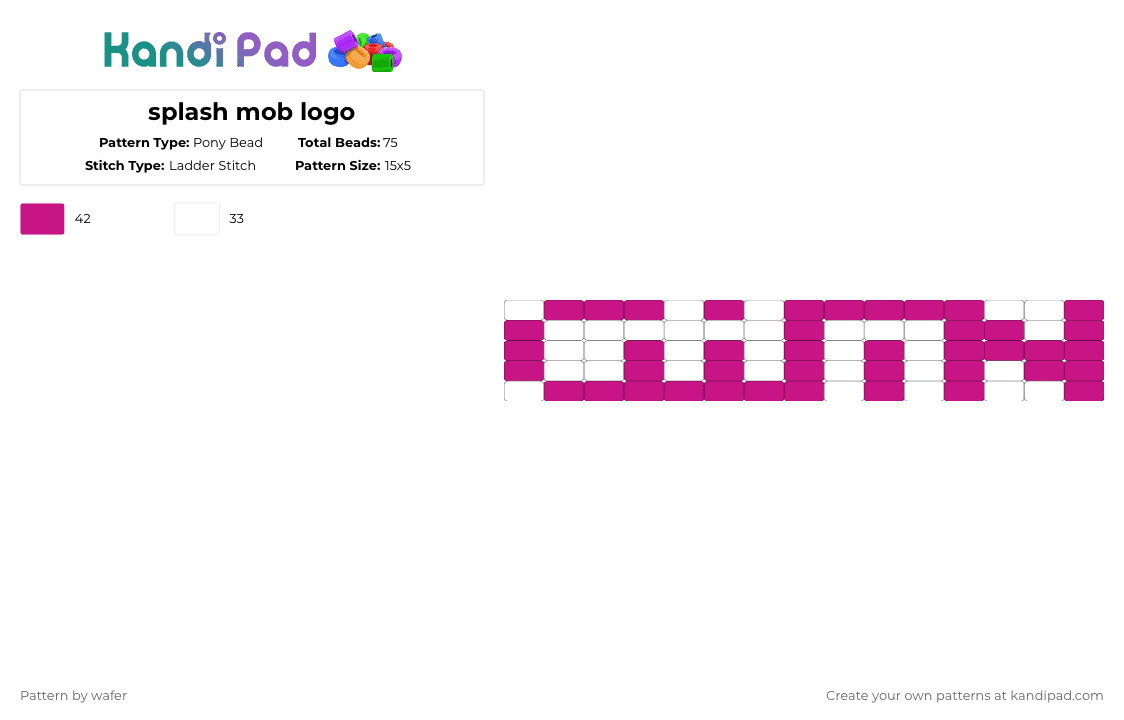 splash mob logo - Pony Bead Pattern by wafer on Kandi Pad - pink,white,splatoon