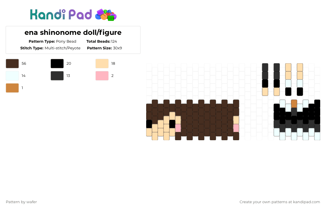 Ena Shinonome Unit Outfit Doll/Figure - Pony Bead Pattern by wafer on Kandi Pad - brown