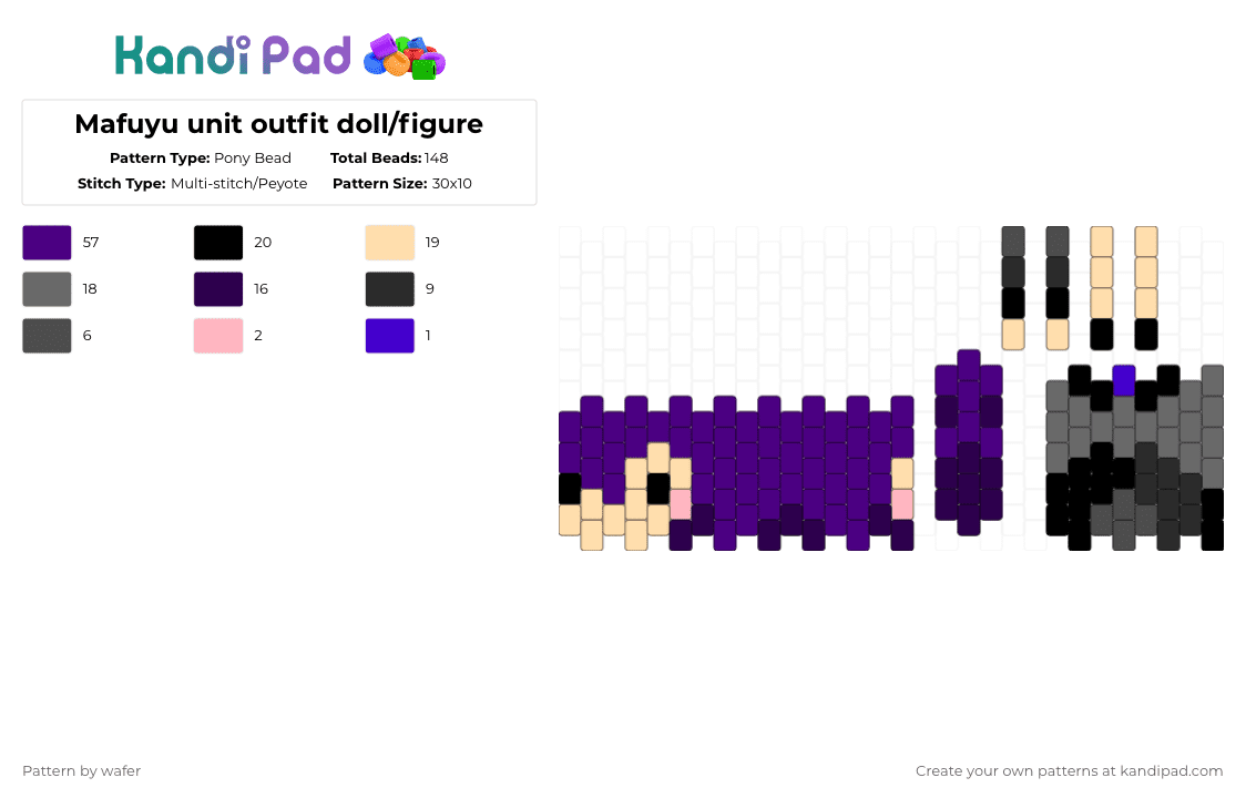 Mafuyu Asahina Unit Outfit Doll/Figure - Pony Bead Pattern by wafer on Kandi Pad - purple