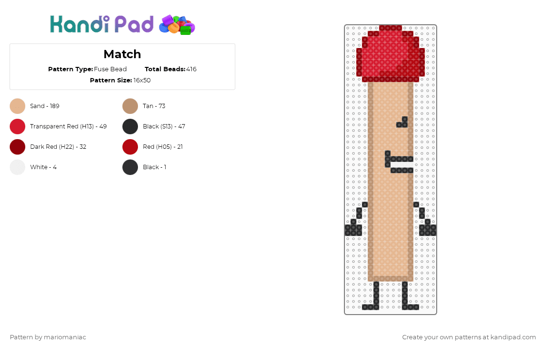 Match - Fuse Bead Pattern by mariomaniac on Kandi Pad - beige,red,bfdi,beadpattern,battlefordreamisland,match,matchbfdi