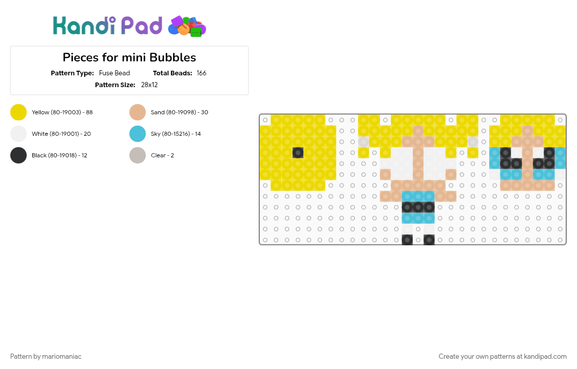 Pieces for mini Bubbles - Fuse Bead Pattern by mariomaniac on Kandi Pad - bubbles, character, mini, the powerpuff girls, yellow