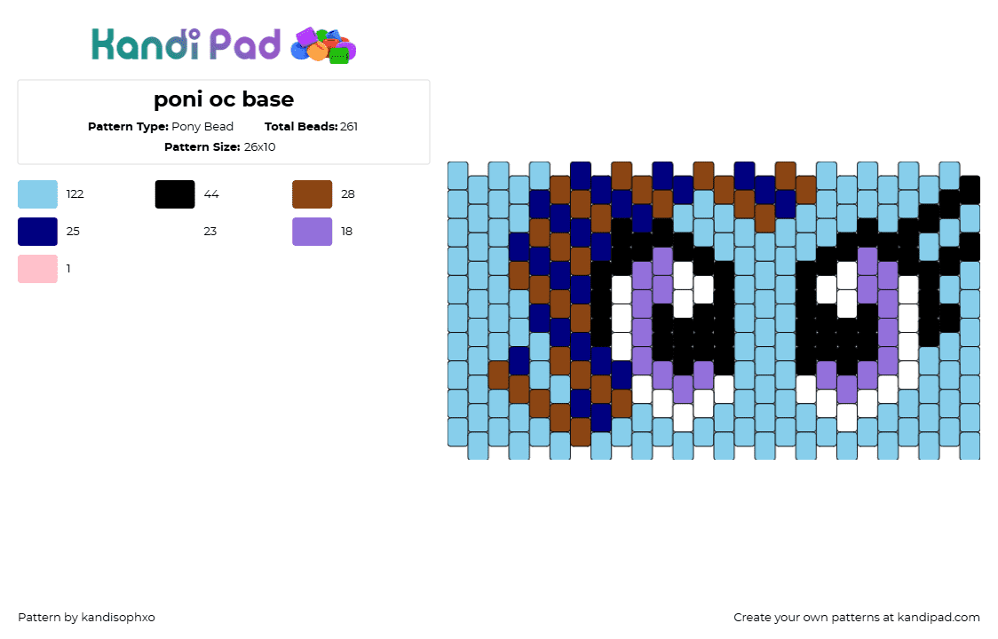 poni oc base - Pony Bead Pattern by kandisophxo on Kandi Pad - mlp,my little pony,eyes,cuff,light blue,purple,brown