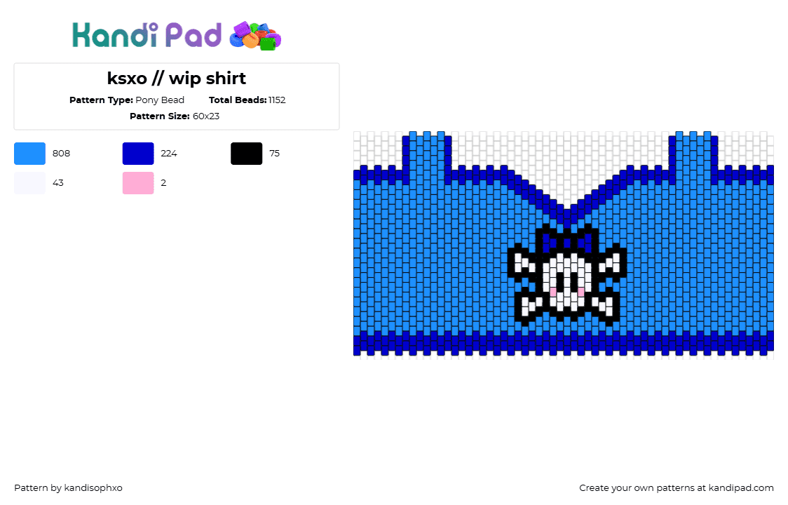 ksxo // wip shirt - Pony Bead Pattern by kandisophxo on Kandi Pad - shirt,clothing,skull,cute,clothing,blue