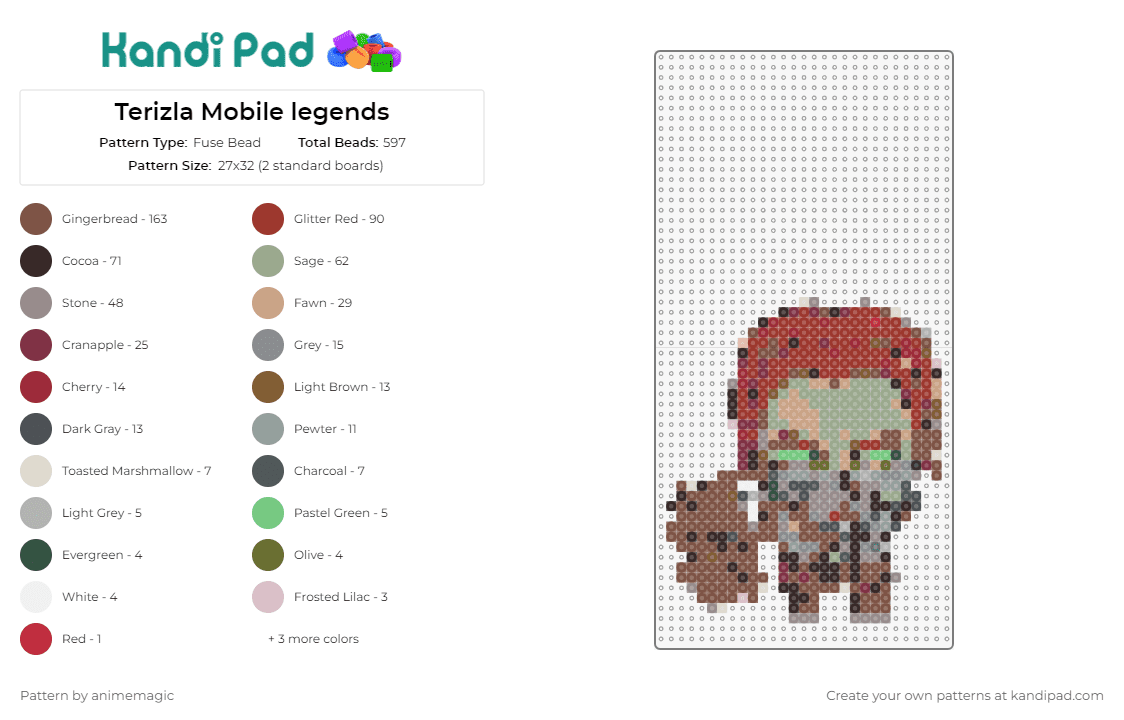 Terizla Mobile legends - Fuse Bead Pattern by animemagic on Kandi Pad - terizla,mobile legends,video games