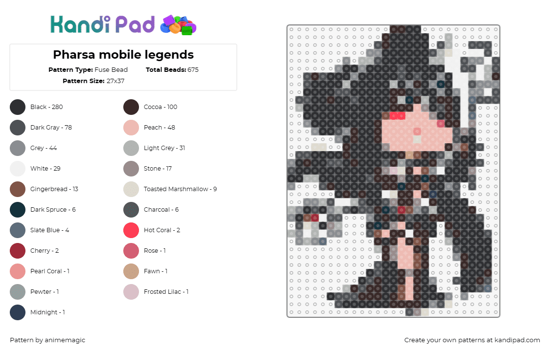 Pharsa mobile legends - Fuse Bead Pattern by animemagic on Kandi Pad - pharsa,mobile legends,video games