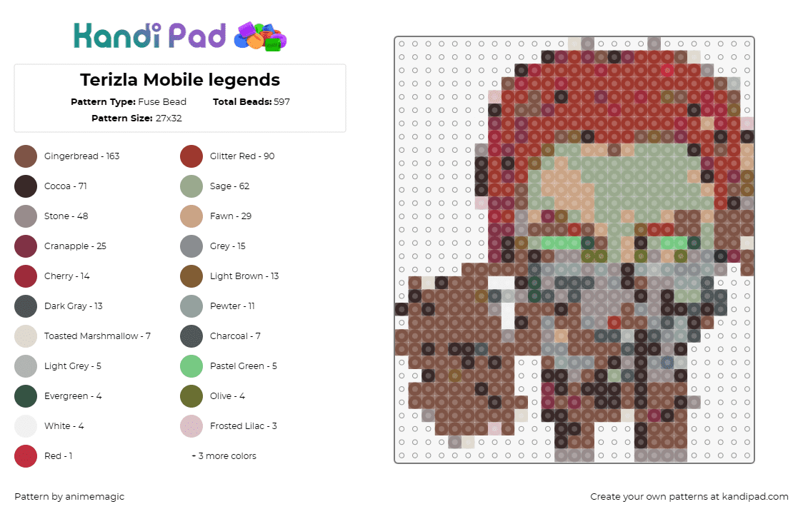 Terizla Mobile legends - Fuse Bead Pattern by animemagic on Kandi Pad - terizla,mobile legends,video games