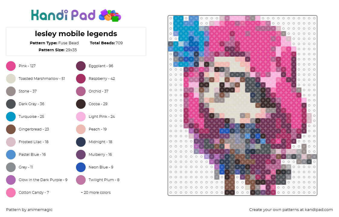 lesley mobile legends - Fuse Bead Pattern by animemagic on Kandi Pad - lesley,mobile legends,video games