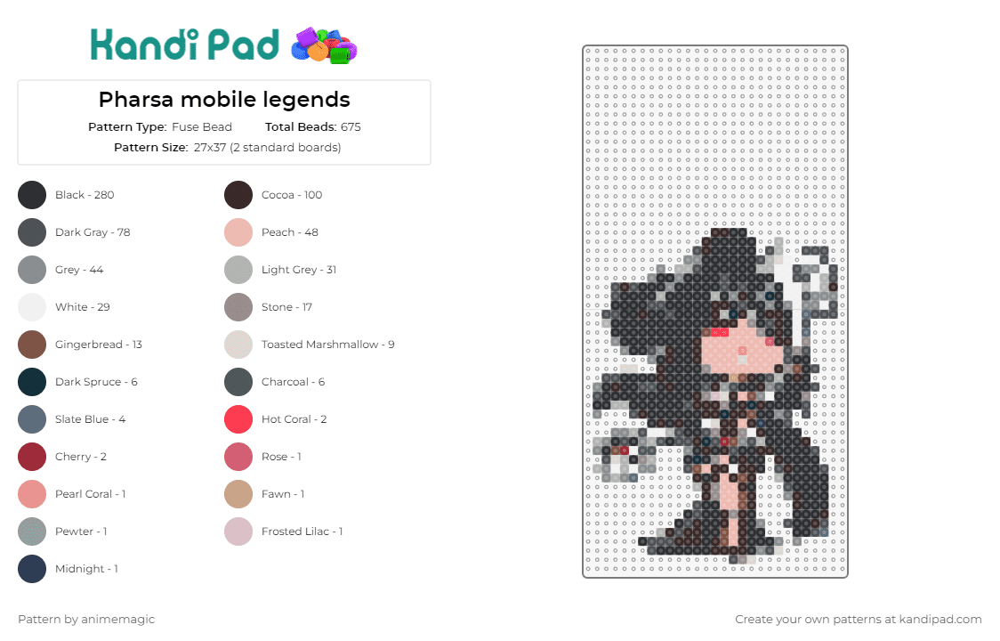 Pharsa mobile legends - Fuse Bead Pattern by animemagic on Kandi Pad - pharsa,mobile legends,video games