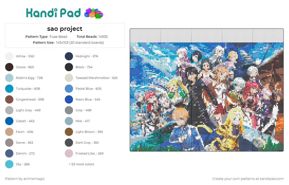 sao project - Fuse Bead Pattern by animemagic on Kandi Pad - sword art online,anime