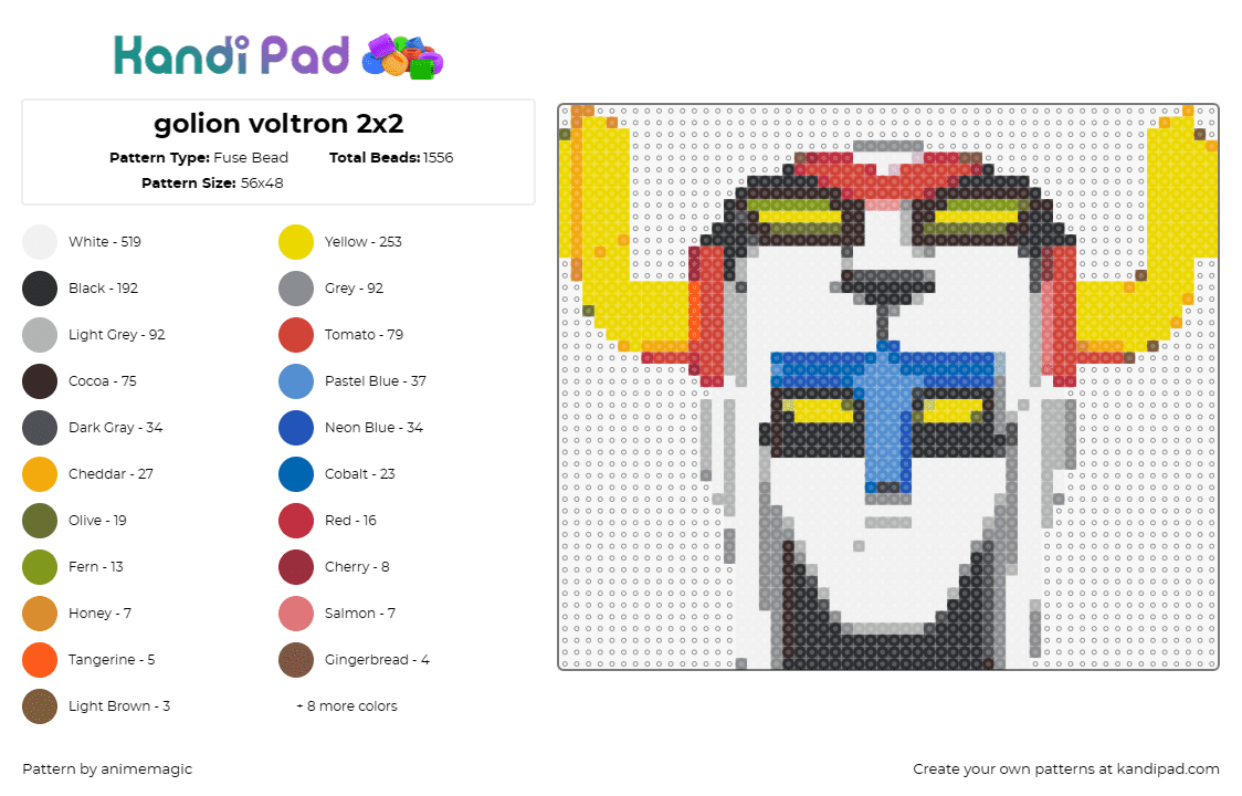 golion voltron 2x2 - Fuse Bead Pattern by animemagic on Kandi Pad - gundam,voltron