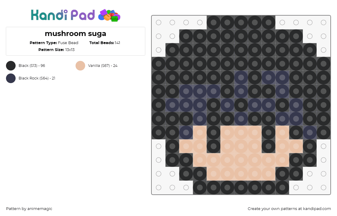 mushroom suga - Fuse Bead Pattern by animemagic on Kandi Pad - mushroom,mario,nintendo