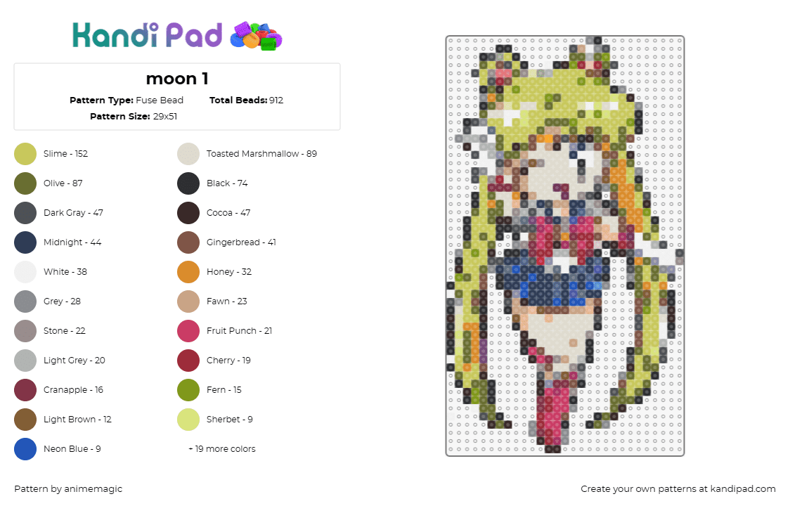 moon 1 - Fuse Bead Pattern by animemagic on Kandi Pad - sailor moon,anime