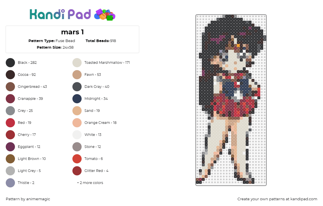 mars 1 - Fuse Bead Pattern by animemagic on Kandi Pad - sailor mars,sailor moon,anime