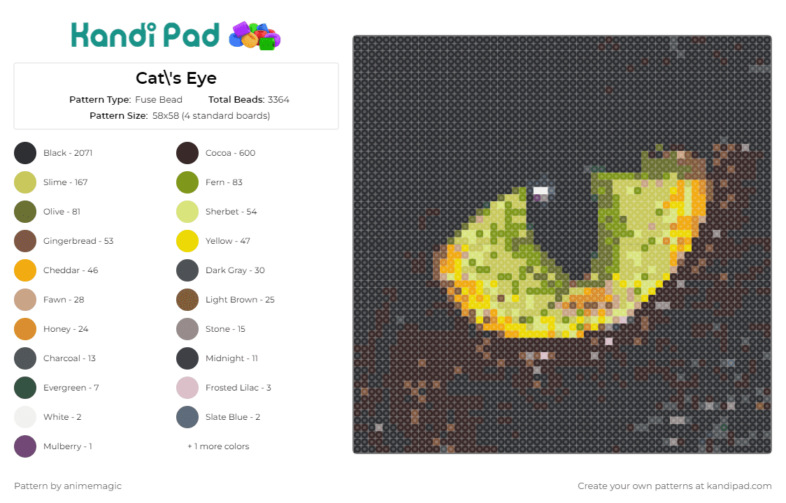 Cat\'s Eye - Fuse Bead Pattern by animemagic on Kandi Pad - cat,eye,eyeball
