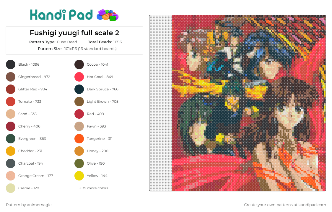 Fushigi yuugi full scale 2 - Fuse Bead Pattern by animemagic on Kandi Pad - fushigi yuugi,anime,panel,characters,red