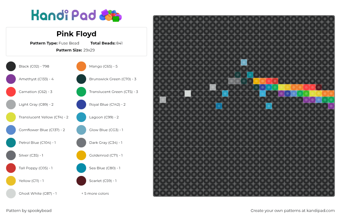 Pink Floyd Pattern Pink Floyd Fuse Bead Pattern - Kandi Pad | Kandi Patterns, Fuse Bead ...