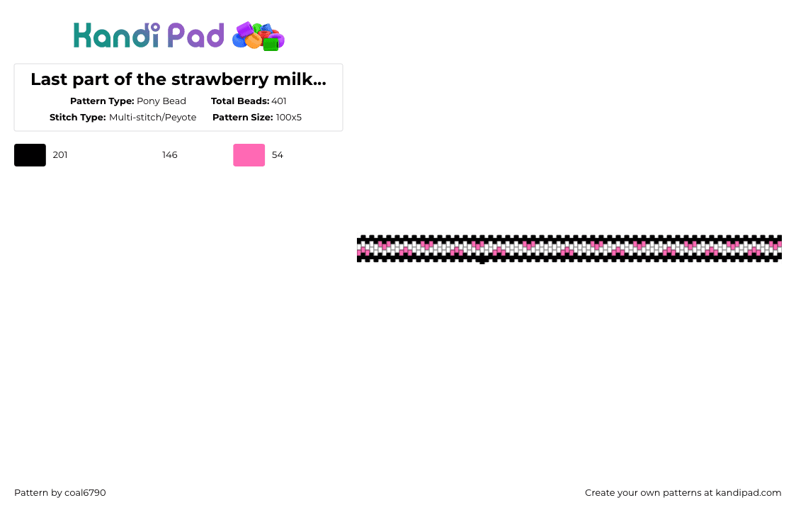 Last part of the strawberry milk cow bag - Pony Bead Pattern by coal6790 on Kandi Pad - pink,white