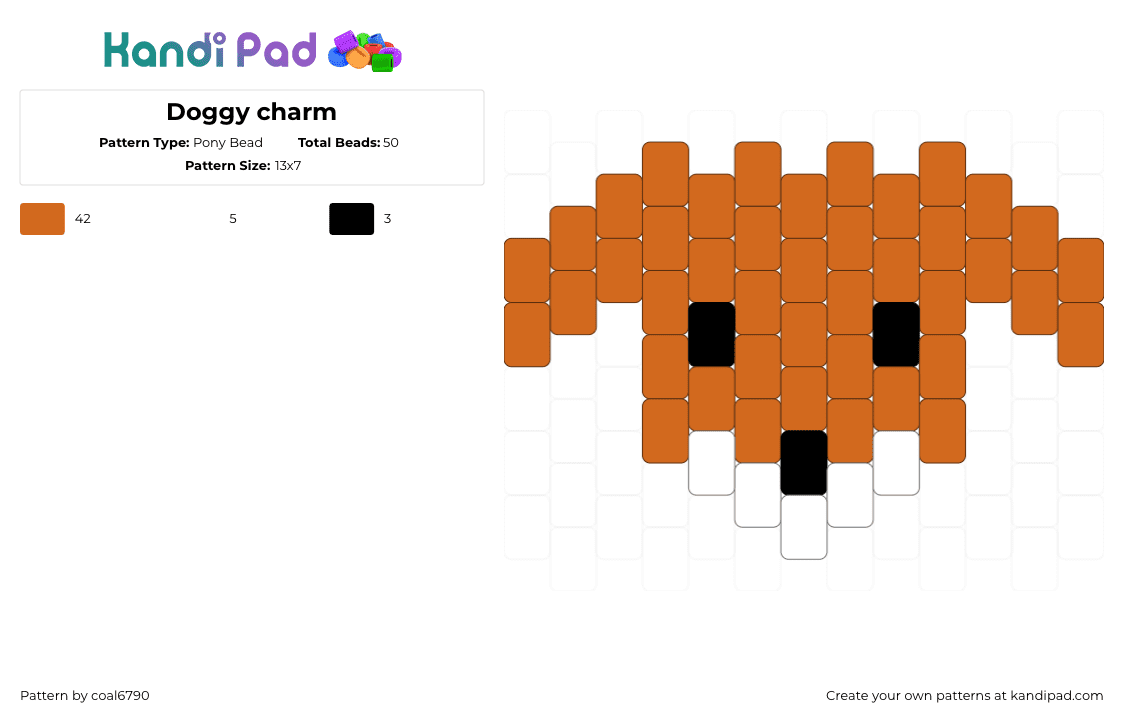 Doggy charm - Pony Bead Pattern by coal6790 on Kandi Pad - orange