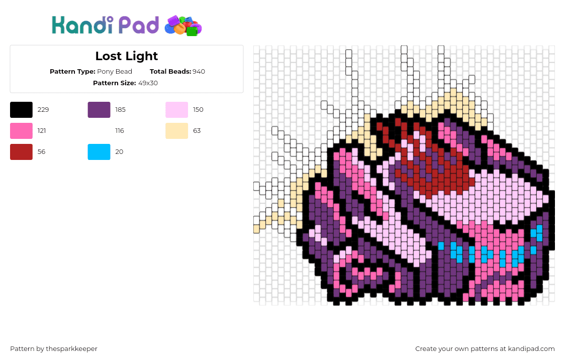 Lost Light - Pony Bead Pattern by thesparkkeeper on Kandi Pad - lost light,transformers,comic,pink,purple