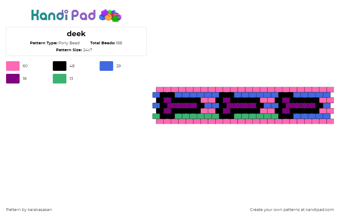 deek - Pony Bead Pattern by karakasasan on Kandi Pad - penis,phallic,nsfw,dick,cuff,purple,pink,blue