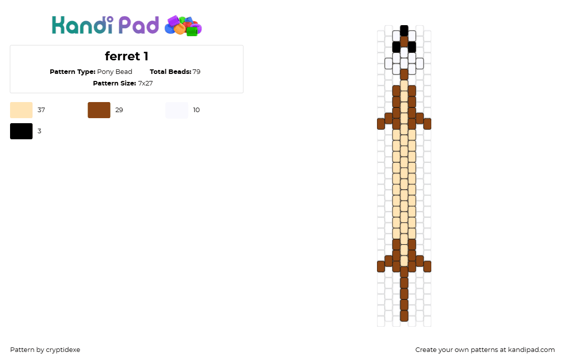 ferret 1 - Pony Bead Pattern by cryptidexe on Kandi Pad - ferret,animal,tan,brown