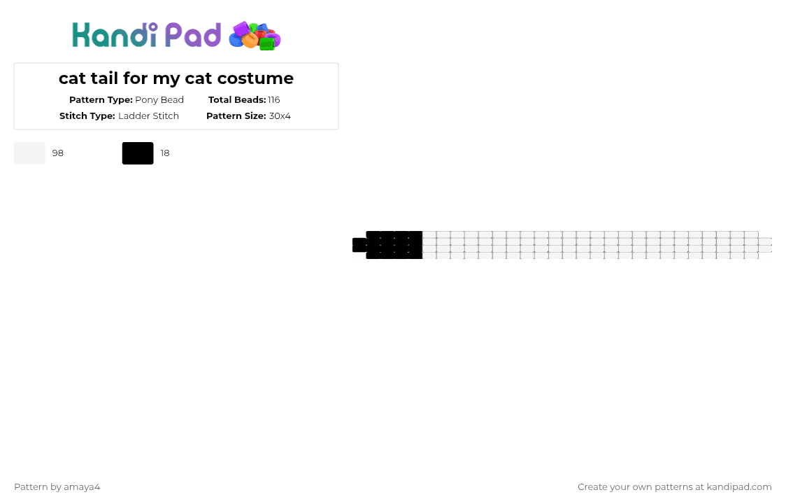cat tail for my cat costume - Pony Bead Pattern by amaya4 on Kandi Pad - white,cat,tail,costume,idk,aaaaaaaaaaa,uh