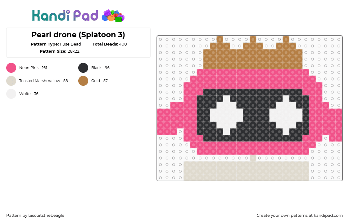 Pearl drone (Splatoon 3) - Fuse Bead Pattern by biscuitbeagle on Kandi Pad - pink