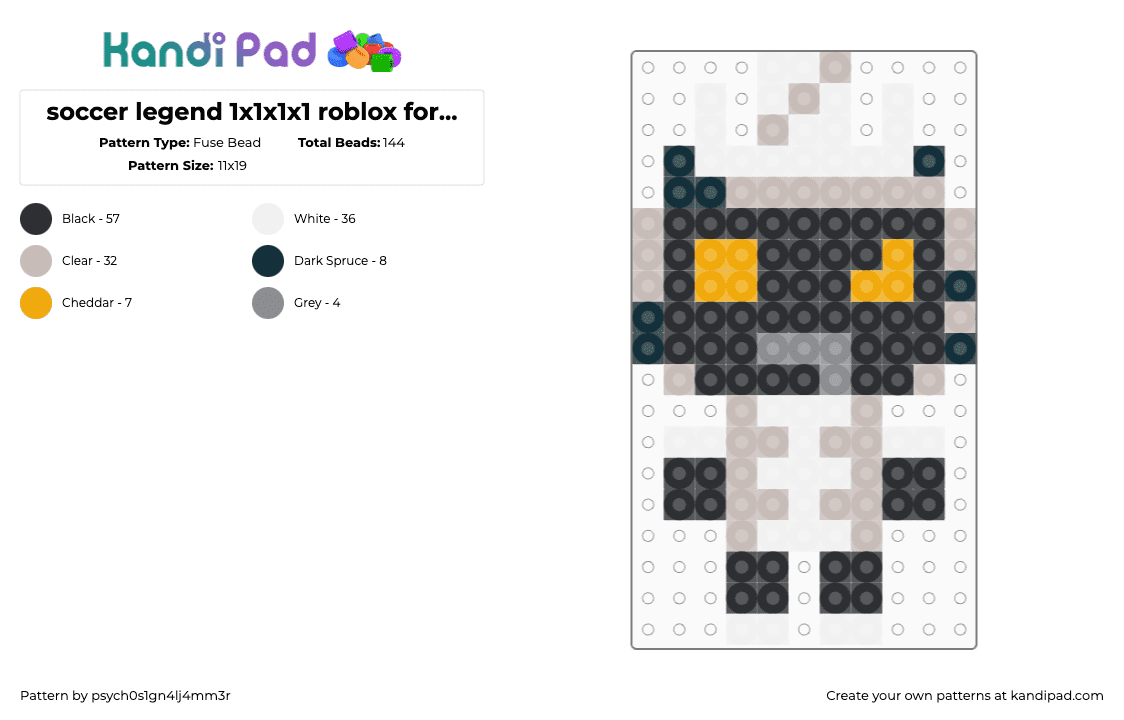 soccer legend 1x1x1x1 roblox forsaken - Fuse Bead Pattern by psych0s1gn4lj4mm3r on Kandi Pad - beige