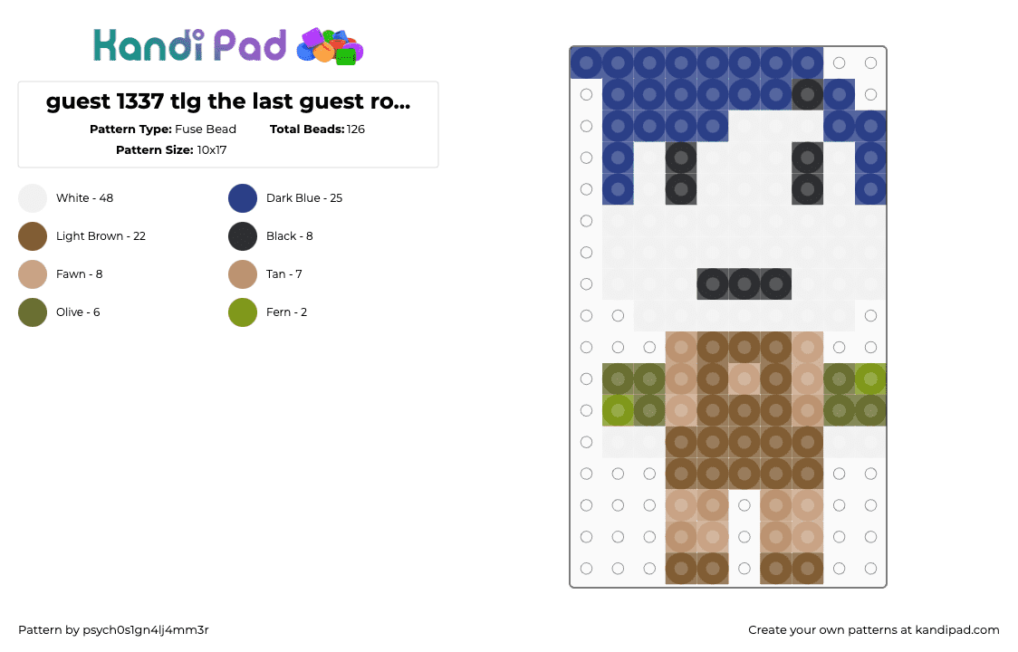 guest 1337 tlg the last guest roblox forsaken - Fuse Bead Pattern by psych0s1gn4lj4mm3r on Kandi Pad - 