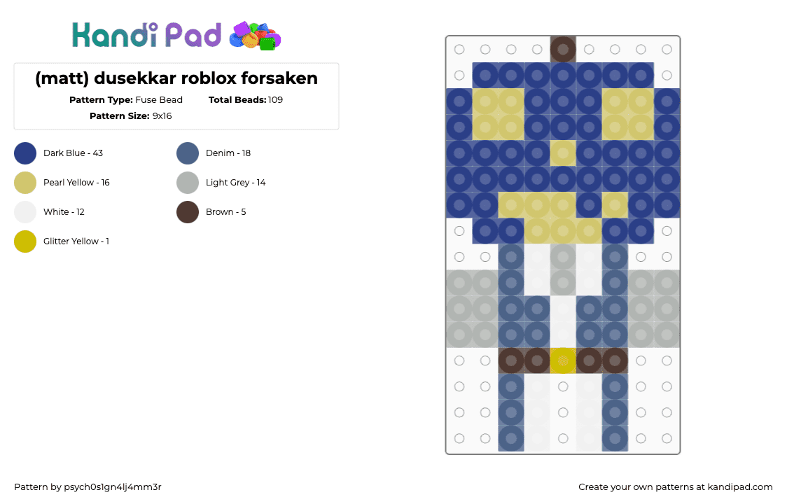 (matt) dusekkar roblox forsaken - Fuse Bead Pattern by psych0s1gn4lj4mm3r on Kandi Pad - 