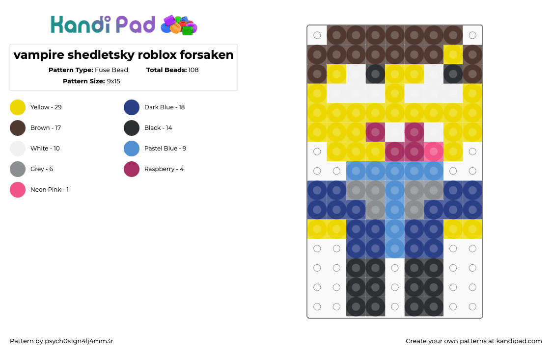 vampire shedletsky roblox forsaken - Fuse Bead Pattern by psych0s1gn4lj4mm3r on Kandi Pad - 