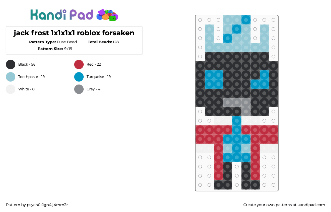 jack frost 1x1x1x1 roblox forsaken - Fuse Bead Pattern by psych0s1gn4lj4mm3r on Kandi Pad - light blue,red