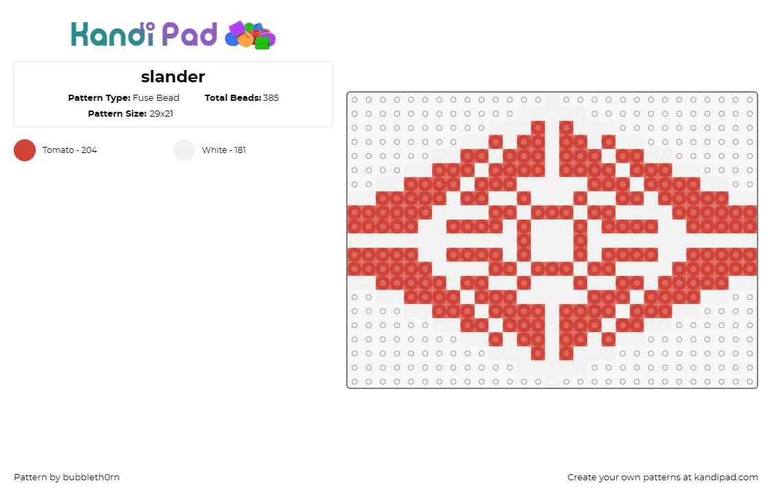 slander - Fuse Bead Pattern by bubbleth0rn on Kandi Pad - slander,logo,dj,music,edm,geometric,red