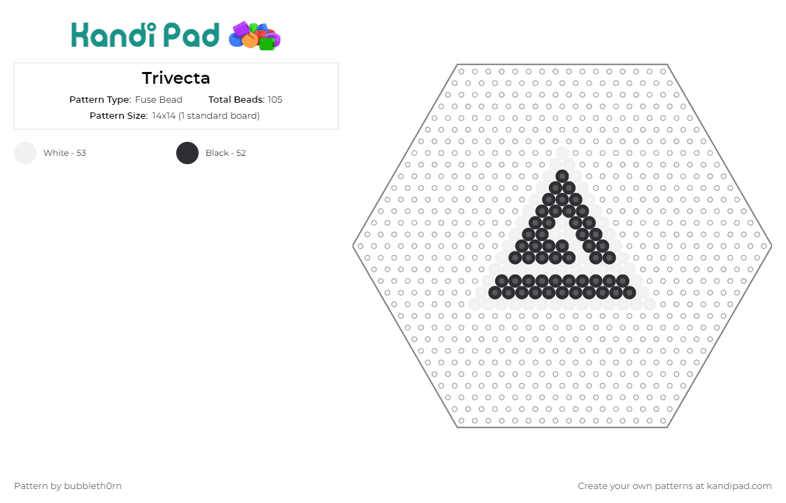 Trivecta - Fuse Bead Pattern by bubbleth0rn on Kandi Pad - trivecta,music,edm,dj