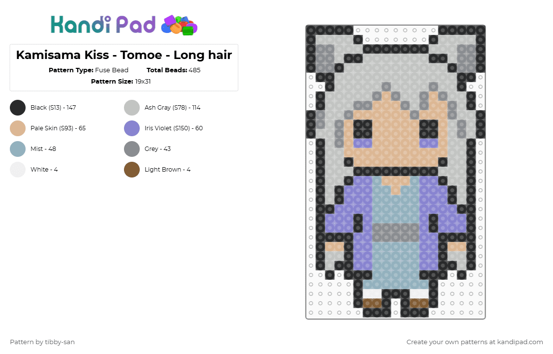 Kamisama Kiss - Tomoe - Long hair - Fuse Bead Pattern by tibby-san on Kandi Pad - beige