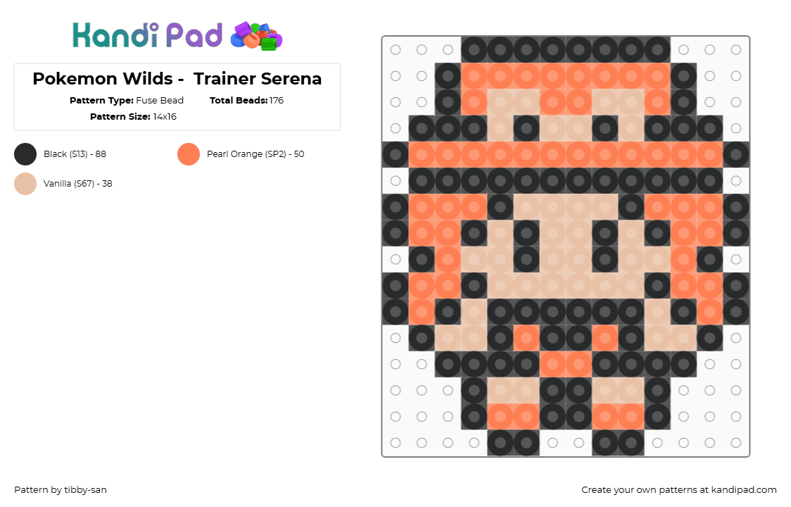 Pokemon Wilds -  Trainer Serena - Fuse Bead Pattern by tibby-san on Kandi Pad - beige,orange