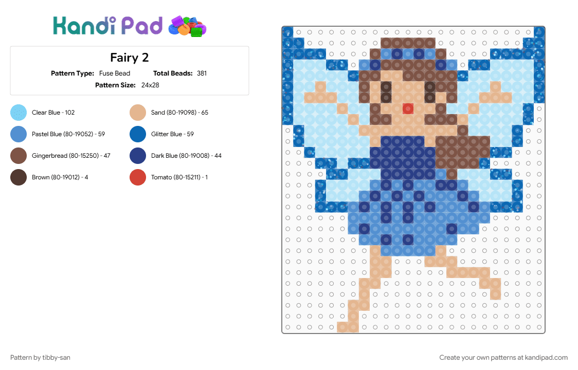 Fairy 2 - Fuse Bead Pattern by tibby-san on Kandi Pad - beige, blue, light blue