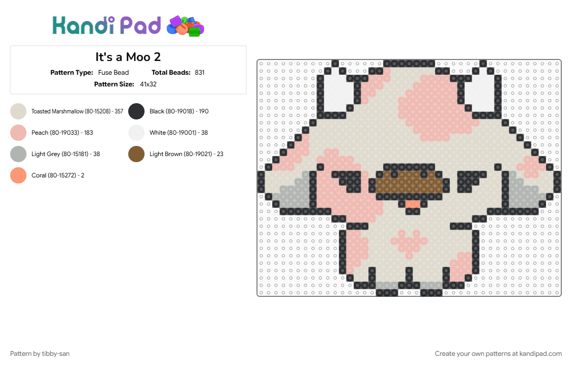 It\'s a Moo 2 - Fuse Bead Pattern by tibby-san on Kandi Pad - beige
