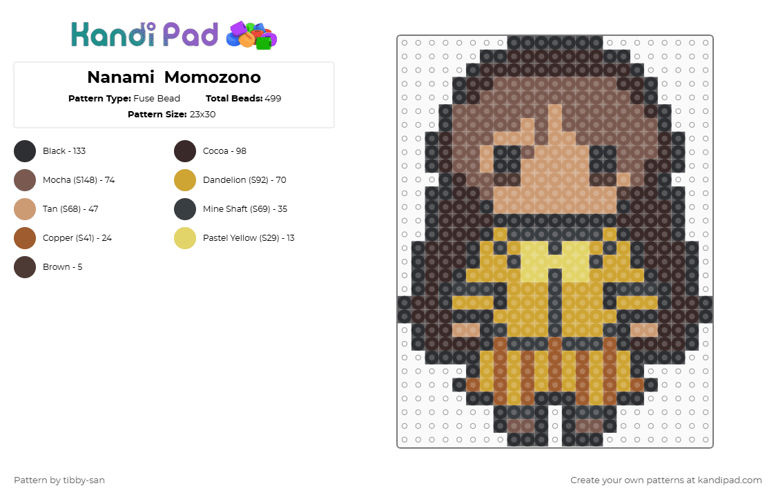 Kamisama Kiss - Nanami  Momozono - Fuse Bead Pattern by tibby-san on Kandi Pad - tan,brown,orange