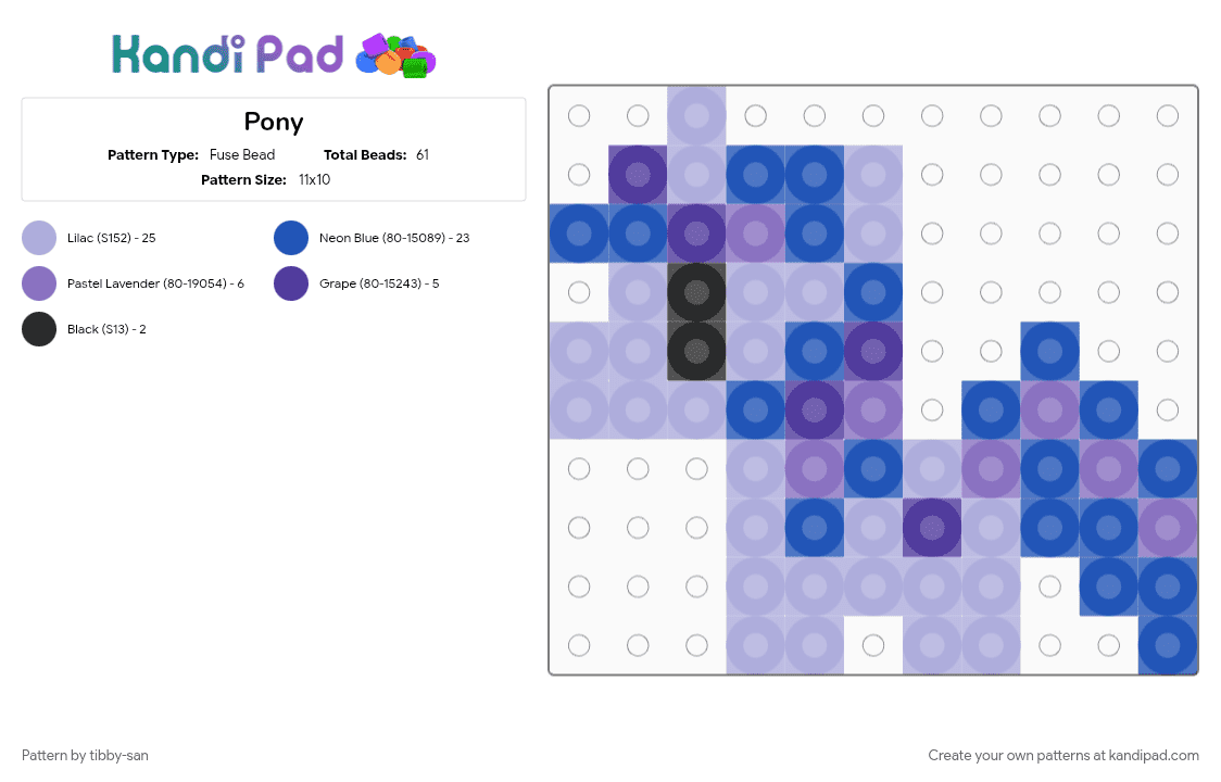 Pony - Fuse Bead Pattern by tibby-san on Kandi Pad - blue, pink