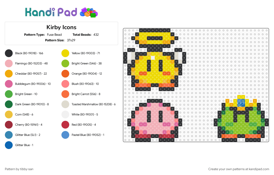Kirby Icons - Fuse Bead Pattern by tibby-san on Kandi Pad - angel, beige, cupid, green, icon, keeby, kirby, kirby and the amazing mirror, mirrior, nintendo, orange, yellow