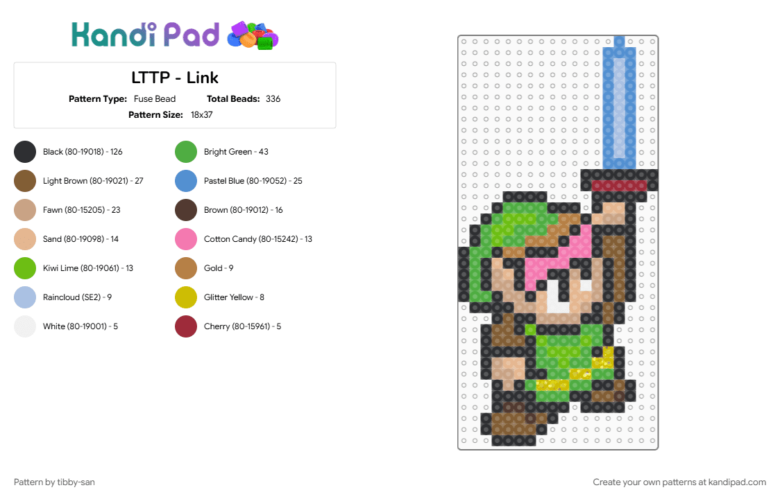 LTTP - Link - Fuse Bead Pattern by tibby-san on Kandi Pad - beige, black, colorful, green, tan