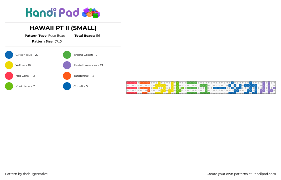 HAWAII PT II (SMALL) - Fuse Bead Pattern by thebugcreative on Kandi Pad - hawaii,text,colorful