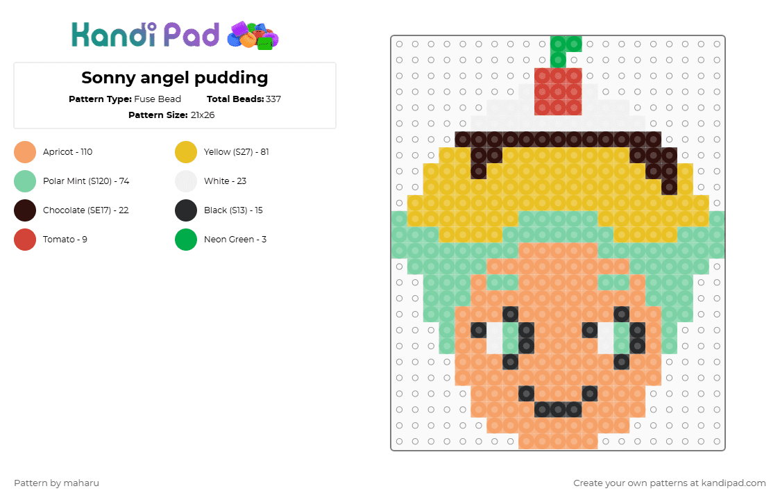 Sonny angel pudding - Fuse Bead Pattern by maharu on Kandi Pad - orange,teal,yellow